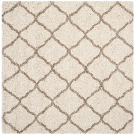 Safavieh 5 x 5 ft. Hudson Shag Power Loomed Square Area Rug; Ivory & Beige SGH283D-5SQ